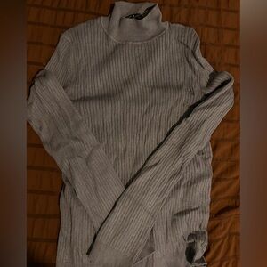 Primark Light Gray Ribbed Turtleneck Sweater